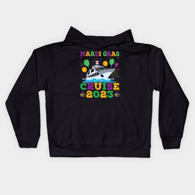 Mardi Gras Cruise 2023 Birthday Party Cruise Squad 2023 Kids Hoodie by Sowrav